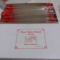 Pipet tetes kaca 9cm, 15cm, 20 cm dot merah 20 cm