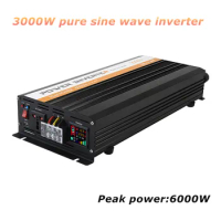3000W Pure Sine Wave Inverter with Screen display DC 12V 24V 48V to AC 220V Power Car Inverter Peak Power 6000W EU UK PLUG