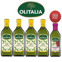 Olitalia奧利塔純橄欖油禮盒組1000mlx4瓶-贈葡萄籽油500mlx1瓶