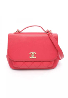 Chanel Pre-Loved Chanel Business Affinity matelasse chain shoulder bag Caviar skin Pink red gold har