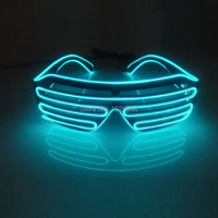 50pcs Wholesale EL Wire Glowing Shutter Shape Glasses 10Colors Select Glow Party Performance props Voice Control