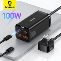 Baseus 100W 65W GaN Charger Desktop Laptop Fast Charger 4 in 1 Adapter For iPhone 15 14 13 12 Pro Max Phone Charger Samsung