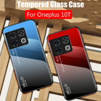 For OnePlus 10T 10R Ace Pro Tempered Glass Gradient Back Cover Soft Silicone Frame Phone Case For One Plus 10T 10R 10Pro Ace Pro
