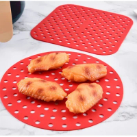 Air Fryers Oven Baking Fried Chicken Basket Mat AirFryer Silicone Pot Square Replacemen Grill Pan Accessories 7.5/8.5/8/9 Inch
