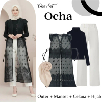 Ocha One set BW82 | OOTD Set Outer + Manset + Celana + Hijab | Setelan Wanita Kondangan | Outfit Bro