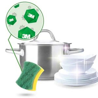 3M思高百潔布 洗碗海綿 廚房清潔神器 12片裝 去油漬強力- 圖片色 均碼