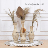 Vas Bunga Guci Rotan Tinggi 30cm-70cm / Vas Dekorasi bunga kering Rayung