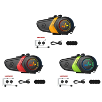 Motorhelm Bluetooth-Compatibele Headset แฮนด์ฟรี Draadloze Oorefoon Waterdichte Muziekspeler Met Licht