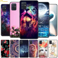 Soft Print Cases For Samsung A71 5G Case A51 Black Silicone Phone Cats Cover For Samsung Galaxy A51 5G Cases TPU Coque A 71 Etui