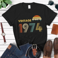 Vintage 1974 Women T Shirt 50th Birthday Gift Idea for 50 Years Old Dad Grandpa Mom Grandma Unisex 70s Retro Classic Tshirt
