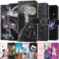 Flip Leather Case For Xiaomi Redmi Note 3 3S 4A 4X 5 5A Plus Pro Wallet Card Stand Book Cover Flower Lion Painted Coque