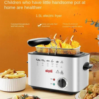 Deep fryer family double cylinder temperature control deep fryer small deep pot commercial multifunctional electric fryer