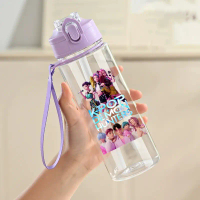 【Jhot】 K Pop Demon Hunters Water Bottle with Straw Kawaii Water Bottles Kids Summer Casuals Sports W