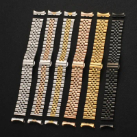 Stainless Steel Watch Strap for Rolex Five-Bead Metal Wrist Straps Arc Interface Curved End Watchband Bracelet Men Women Belt