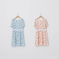 【CUMAR】氣質甜美印花-女短袖洋裝(二色/版型適中)