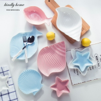 日式清新海洋風情系列陶瓷餐具 創意早餐碗西餐盤子魚盤小碟子