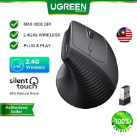 UGREEN Vertical Wireless Mouse 2.4G Ergonomic 4000DPI Optical Tracking Silent Click Laptop Tablet PC