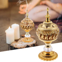 Incense Burner Holder Metal Censer Cone Arabian Stick Frankincense Vintage Bakhoor Coil Ash Catcher Iron Aromatherapy Fragrance