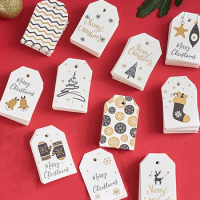 100pcs Christmas Gift Tags Art Paper Tag bronzing stamp Label Xmas Gift For Party DIY Price Label Gift Box Hang Tag Garment Tags