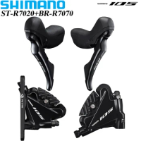 SHIMANO 105 ST-R7020+BR-R7070 Hydraulic Disc Brake Shifter DUAL CONTROL LEVER 2x11-speed Flat Mount Front Rear Caliper Bike Part
