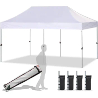 Garden Buildings 10'x20' Pop Up Canopy Tent Commercial Instant Canopies With Heavy Duty Roller Bag Windscreen Camping Shade Home
