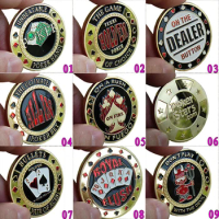 2 Pcs Casino Poker Card Guard Protector Metal Poker Chip Lucky Coin Dealer Coin Poker Game Accessories Souvenir Collection Gift
