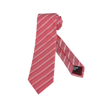 【EMPORIO ARMANI】紳士斜條紋真絲領帶(粉紅)