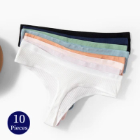 BZEL 10PCS/Set Striped Women's Panties Breathable Underwear Cotton Female Thongs Sexy Lingerie Soft Cozy G-Strings Sports Tanges