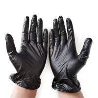 100Pcs Thicken Waterproof Non-slip Oil Resistant Disposable Black/Orange Nitrile Gloves Kitchen Latex Safety Anti-static Gloves