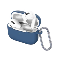 【General】AirPods Pro 2 保護套 保護殼 無線藍牙耳機充電矽膠收納盒 - 質感藍(附掛勾)
