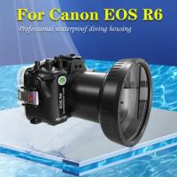 SeaFrogs IPX8 Professional Waterproof Camera Housing for Canon EOS R6 40M/130FT Underwater Diving Case for Photography Lighting