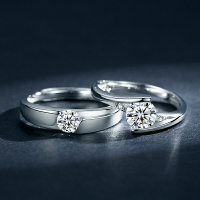 925純銀仿真鉆石戒指女一對大鉆戒男士結婚求婚訂婚情侶對戒婚禮