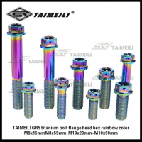 Titanium alloy bolt GR5 flange head inside and outside hex head M8M10x20-90mm rainbow color motorcycle conversion bolt repai