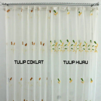PREMIUM tirai gorden vitrase import bunga hijau