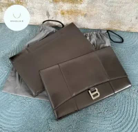 Balenciaga Hourglass Clutch Mettalic Black