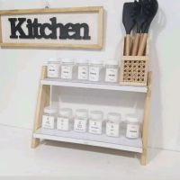 Rak Bumbu Dapur Aesthetic Serbaguna 2 Susun Tngkat Lapis HPL