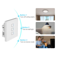 BroadLink TC3 UK 2-Way Wi-Fi Smart Remote Switch for Lighting Control from Anywhere, Easy Installation (No Neutral Required)