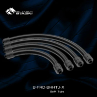 Bykski PC Water Cooling G1/4 AIO Soft Tube Fittings,Black Quick-connected Hose 360 D Rotating Thermostability 200/300/400/500mm
