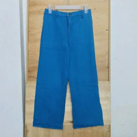 Celana Panjang Kulot Jeans Biru Polos Loose Fit Wanita