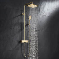 Brushed Gold Shower Set Big Luxury Gold Shower Head Faucet Bathroom Wall Gold Mixer Hot and Cold Bath Shower Mixer Tap