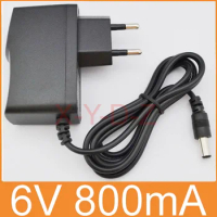 500PCS High quality AC 100V-240V Converter Switching power adapter DC 6V 800mA 0.8A Supply EU Plug 2M cable DC 5.5mm x 2.1mm