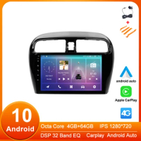 9'' Android 10 Car multimedia Player Stereo Radio for Mitsubishi Mirage 6 2012~2018 NAV Bluetooth USB IPS DSP MP3 Carplay 4G