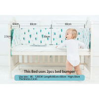Bampar katil ba lembut, 120cm / 130cm, set tempat tidur ba bernafas, kapas, bukti kejutan, kusyen ba