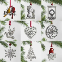 Christmas Tree Ornament Solid Pewter Hanging Decoration for Home Restaurant Holiday Gift