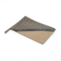Tas FENDI FF DIAGONAL HALF BEIGE BROWN CLUTCH WITH HANDLE 100% ORIGINAL 29X19CM