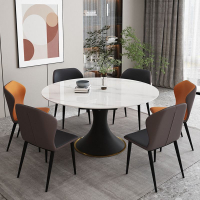 餐桌 亮光巖板餐桌椅組合方圓兩用旋轉功能家用8人10人圓餐桌