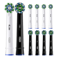 4/8/10 Pack Replacement Brush Heads for Braun Oral-B Electric Toothbrush Head White/Black Cross Action Electric Toothbrush