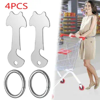 4PCS High-quality Shopping Cart Stainless Steel Trolley Remover Key Chains Shopping Trolley Token Key Ring