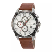 Daniel Klein Jam Tangan Pria Daniel Klein Exclusive DK112501-6 Chronograph Men Silver Dial Brown Lea
