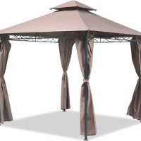 Gazebo Canopy Tent 10' X 10' BBQ Outdoor Patio Grill Gazebo for Patios Large Garden Top Gazebo with Sidewall Party Tent